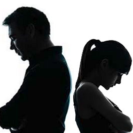 Back To Back Couple With Heads Bowed